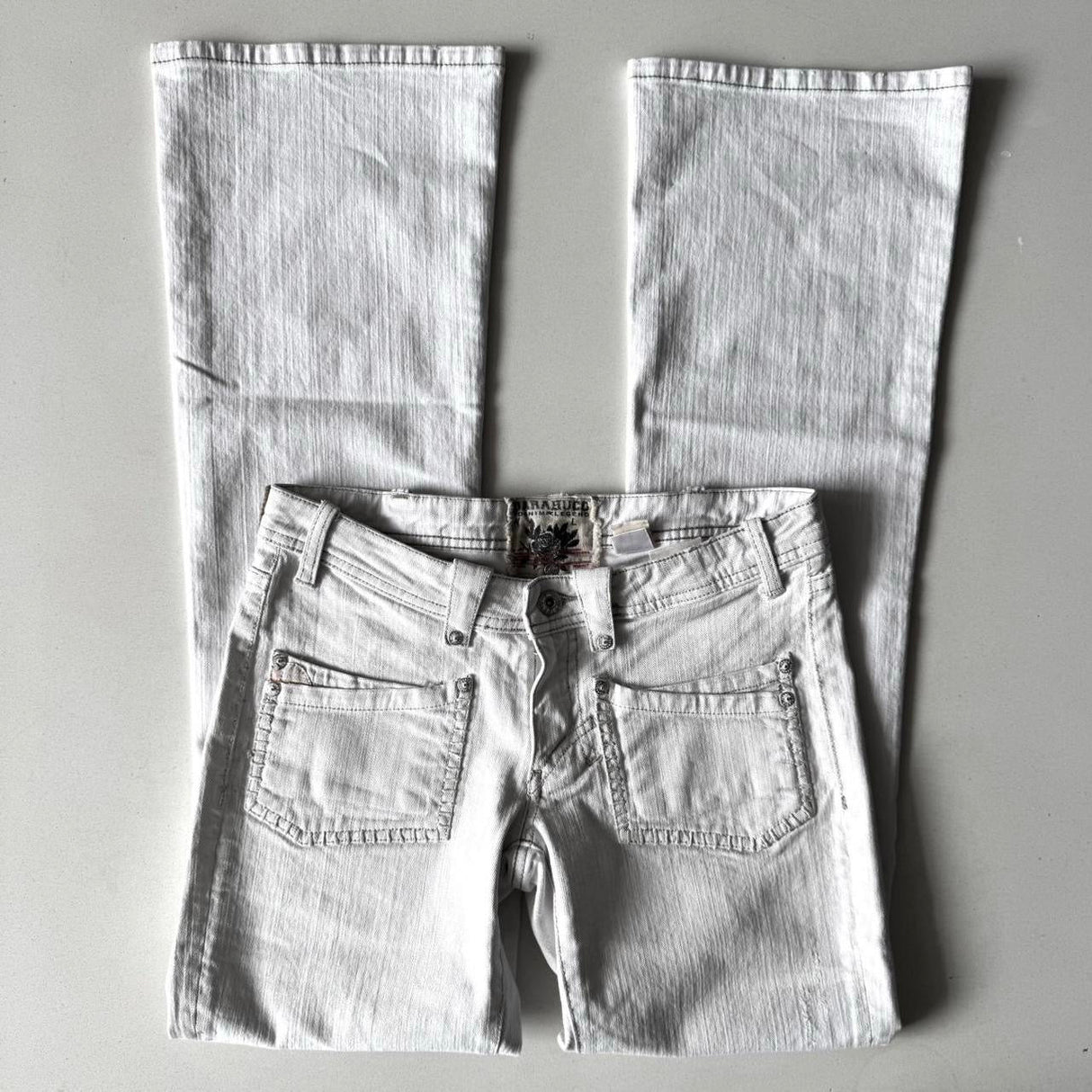 Parasuco Waxed White Low Rise Flare Jeans