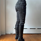 Miss Sixty Grey Satin Buckle Cargo Low Rise Skinny Pants