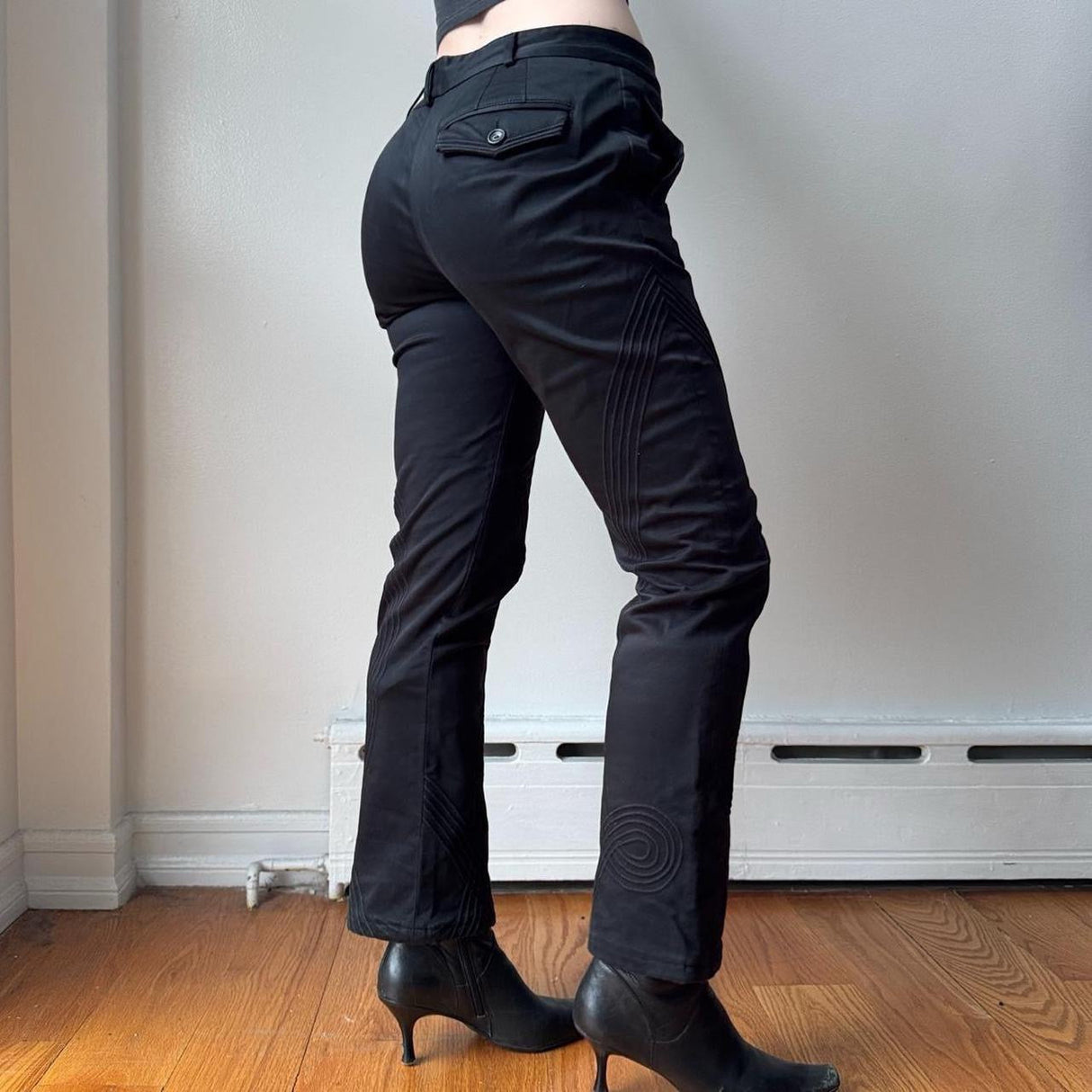 Just Cavalli Black Stitched Low Rise Pants