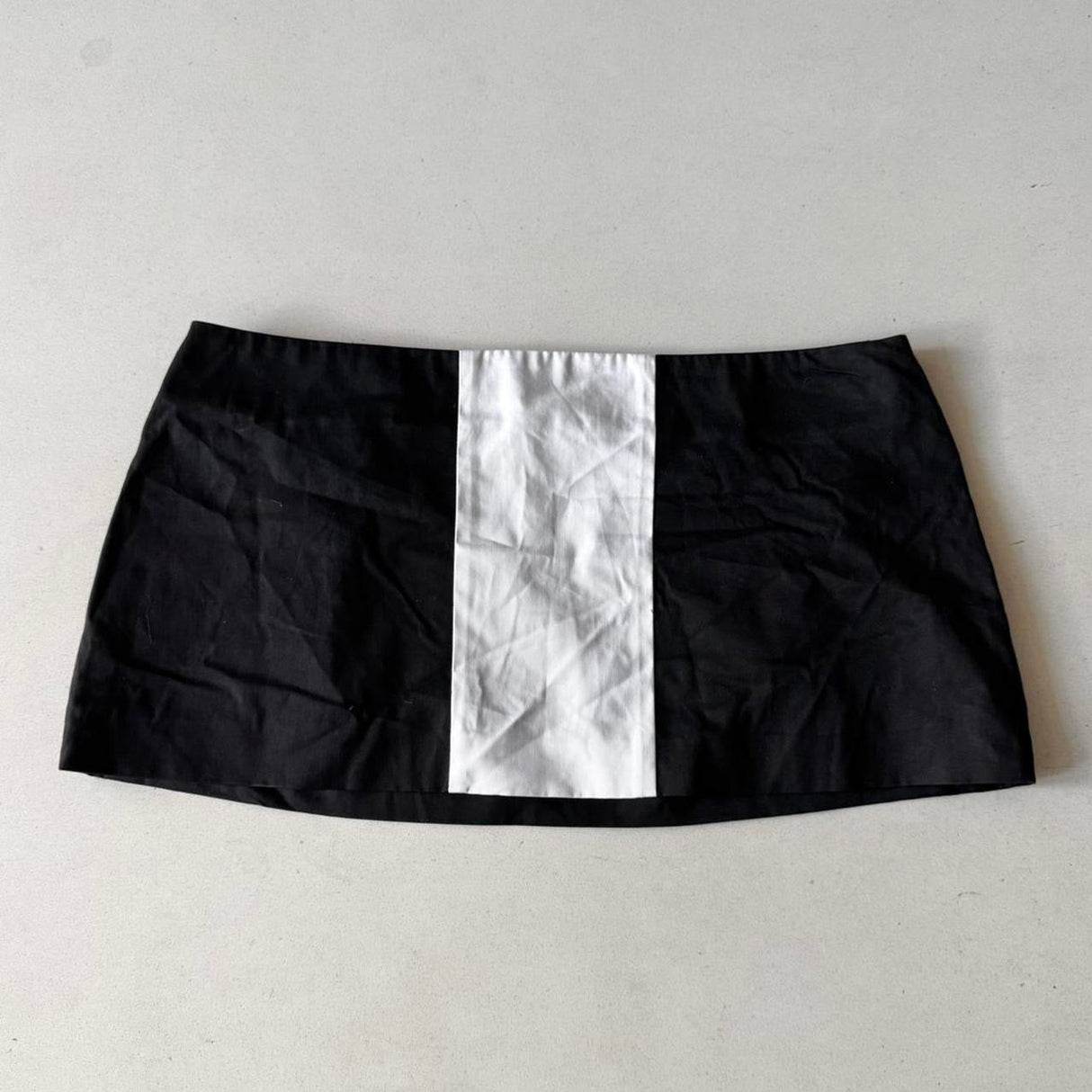 Italian Black White Racer Stripe Micro Mini Skirt