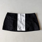 Italian Black White Racer Stripe Micro Mini Skirt