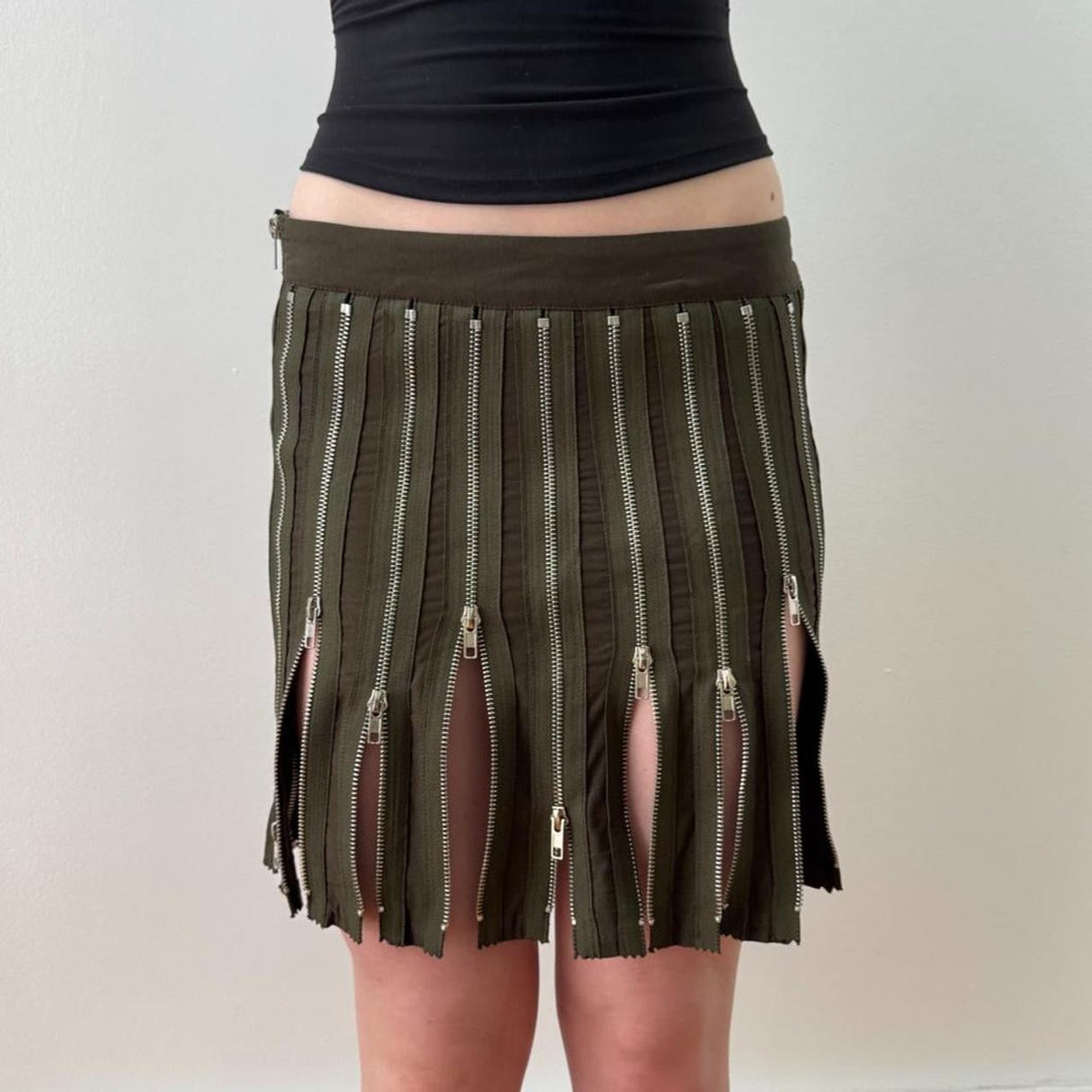 Italian Green Zipper Mini Skirt