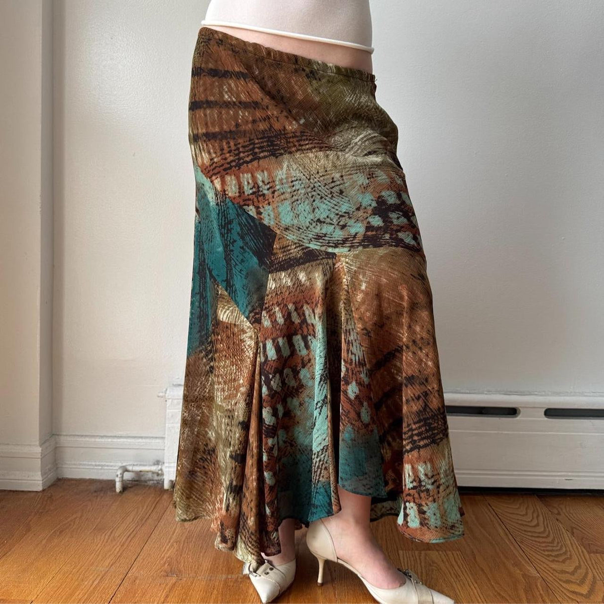 Italian Multicolor Plaid Ruffled Maxi Skirt