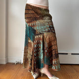 Italian Multicolor Plaid Ruffled Maxi Skirt