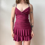 Italian Magenta Ruched Fairy Mini Dress
