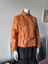Terracotta Mock Neck Zip Up Jacket