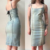 Miss Sixty Denim Lace Up Corset Midi Dress