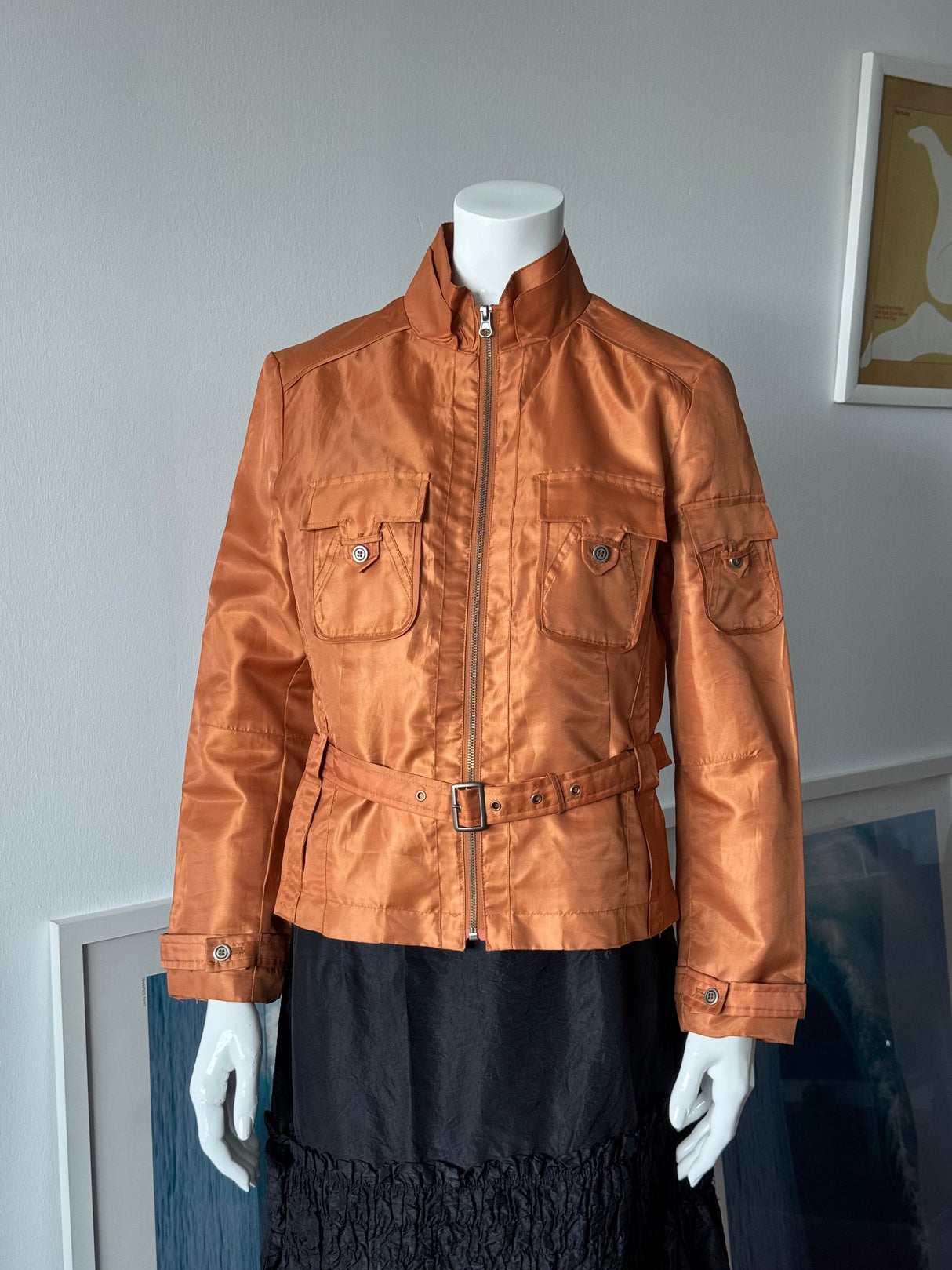 Terracotta Mock Neck Zip Up Jacket