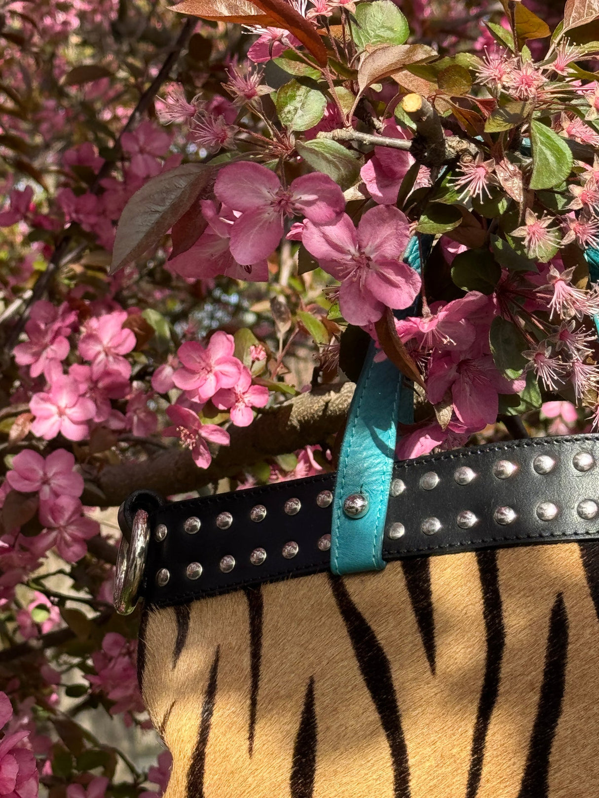 CLAUDIA FIRENZE Tiger Print Pony Hair and Leather Bag