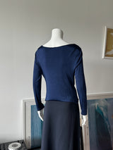LES COPAINS Navy Cowl Neck Long Sleeve Top