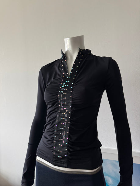 Black Long Sleeve Rhinestone Top
