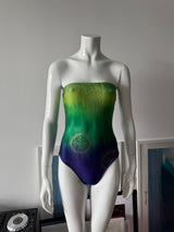 GOTTEX Green, Blue and Gold Strapless Swimsuit