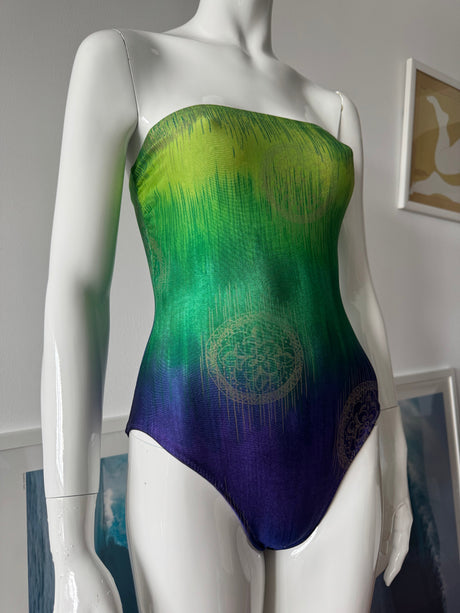 GOTTEX Green, Blue and Gold Strapless Swimsuit