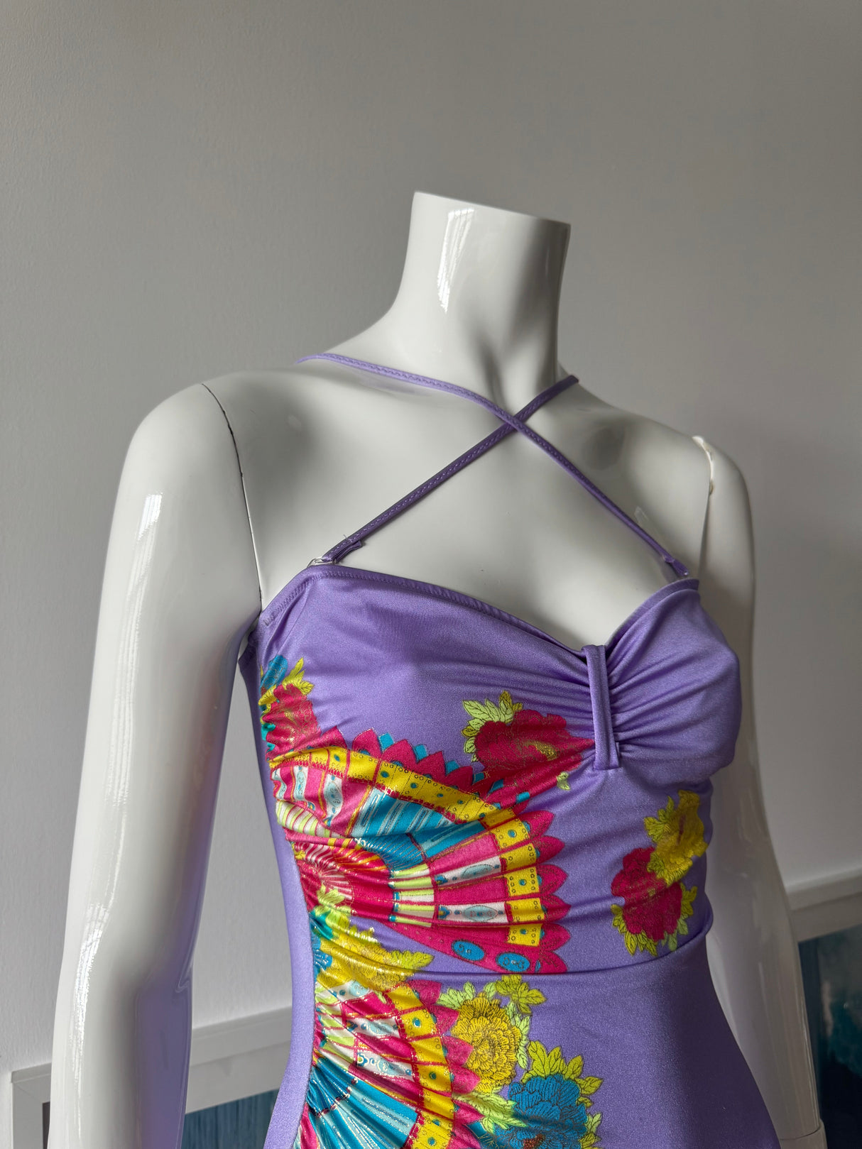 Purple Floral Print One-Piece Swimsuit