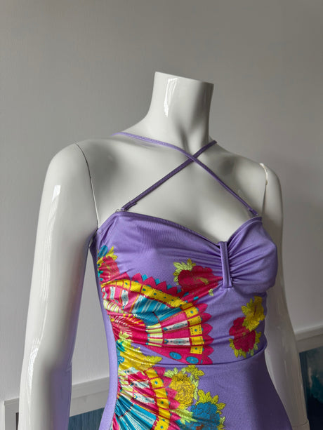 Purple Floral Print One-Piece Swimsuit