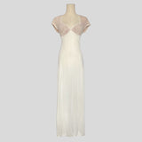 Lace bust short sleeve backless gown