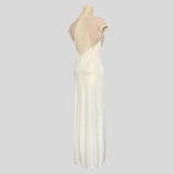 Lace bust short sleeve backless gown