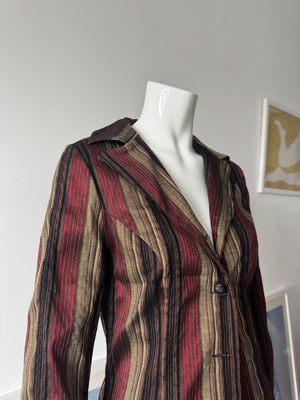 Black, Red and Gold Striped Blazer