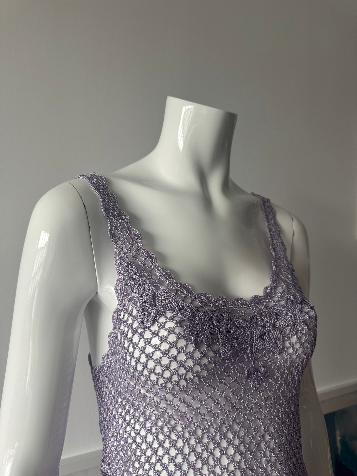 Lavender Crochet Knit Sleeveless Top