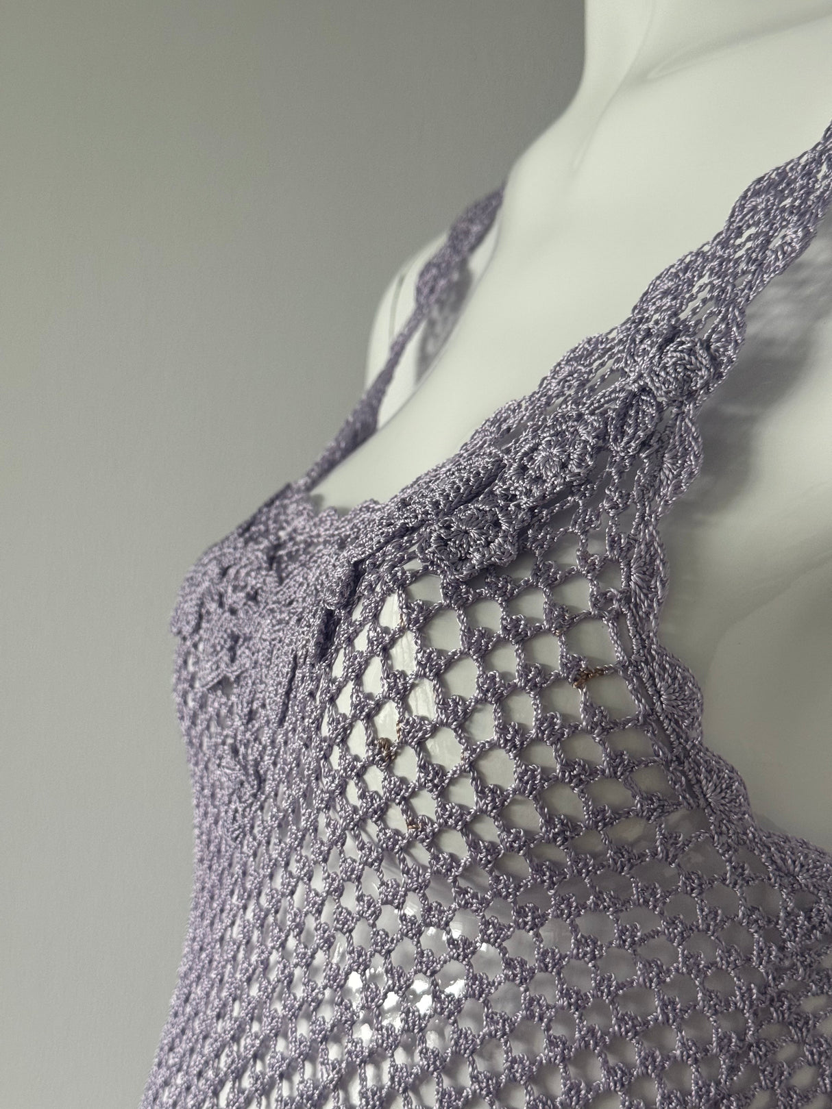 Lavender Crochet Knit Sleeveless Top