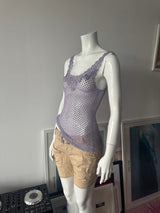 Lavender Crochet Knit Sleeveless Top