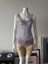Lavender Crochet Knit Sleeveless Top