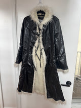 Wet Seal Faux Leather Fur Trim Jacket
