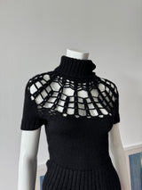 CATHERINE MALANDRINO Black Alpaca Short Sleeve Sweater