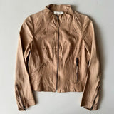 Italian Tan Fitted Leather Moto Jacket