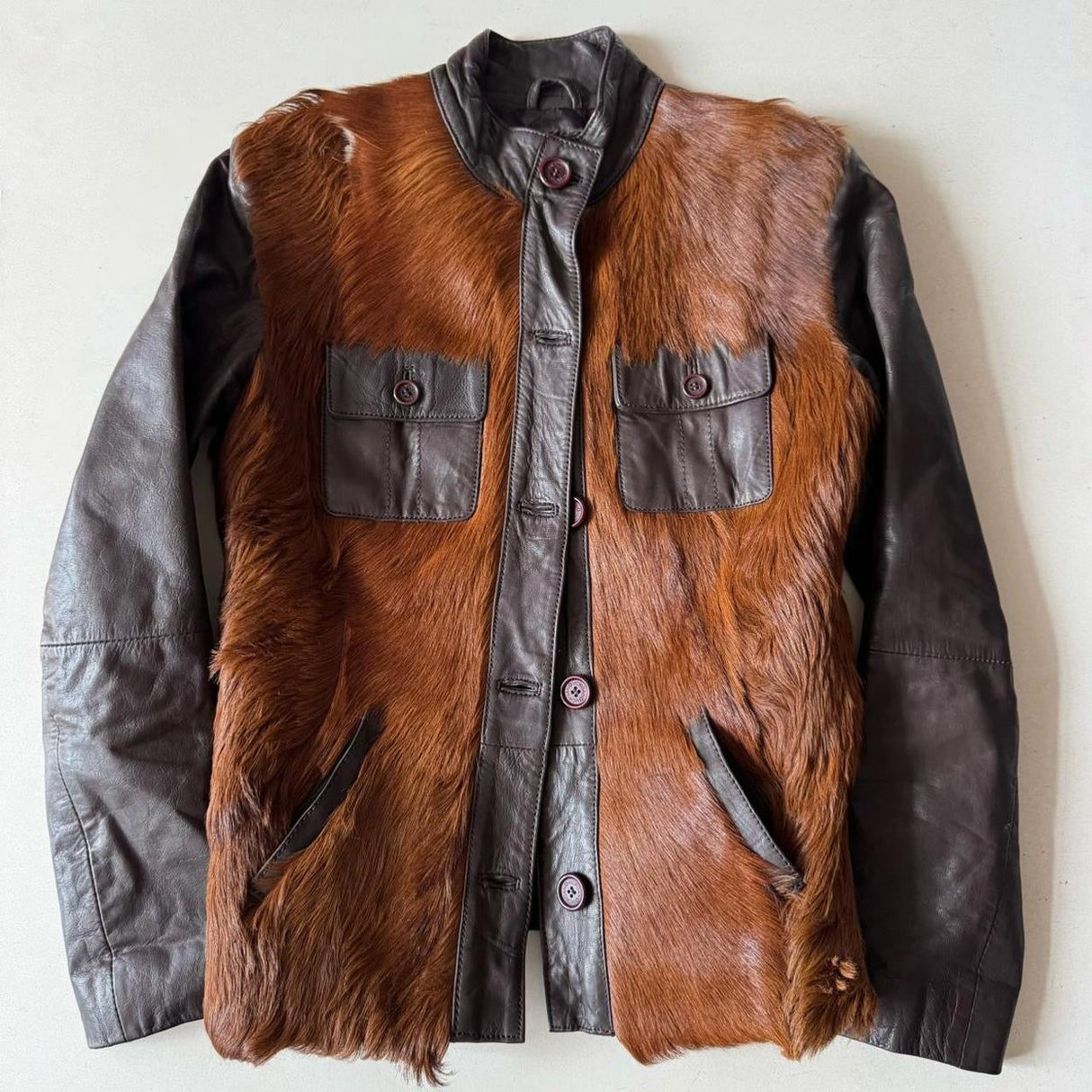 Morgan De Toi Brown Goat Fur Moto Jacket