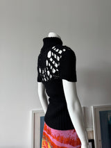 CATHERINE MALANDRINO Black Alpaca Short Sleeve Sweater