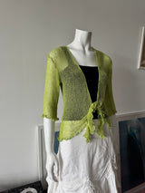 Lime Green Open Knit Cardigan