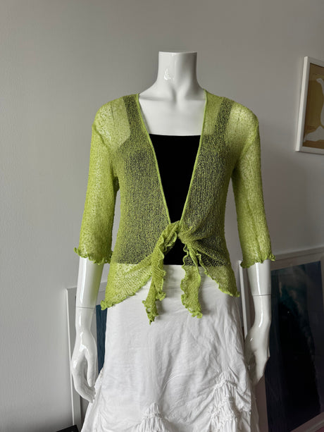 Lime Green Open Knit Cardigan