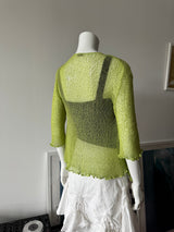 Lime Green Open Knit Cardigan