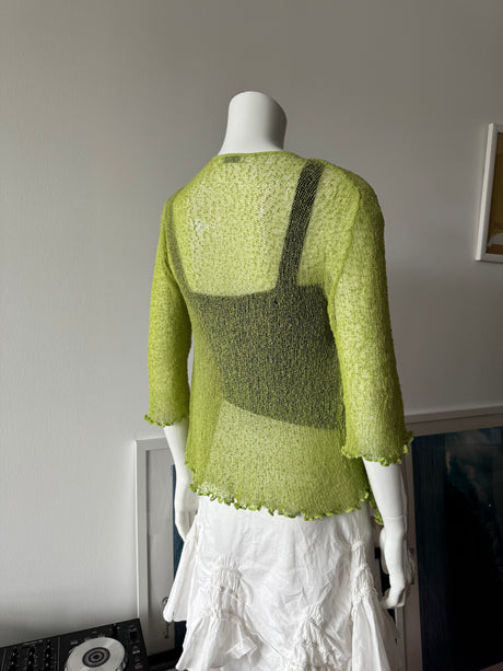 Lime Green Open Knit Cardigan