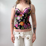 Italian Floral Satin Corset Tank