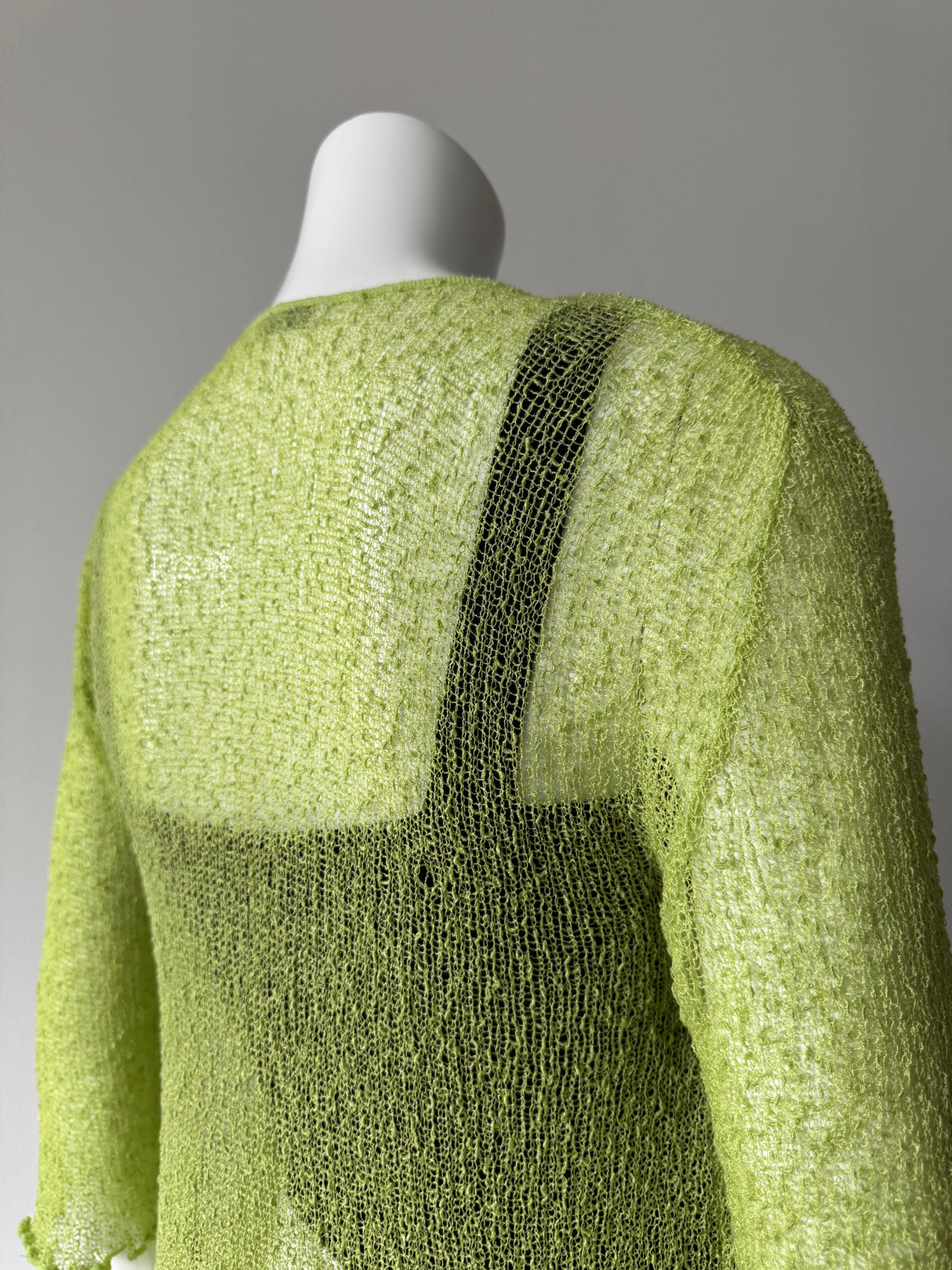 Lime Green Open Knit Cardigan