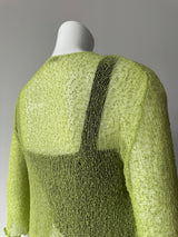 Lime Green Open Knit Cardigan