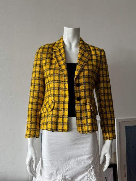 Yellow and Black Plaid Wool Blazer