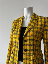 Yellow and Black Plaid Wool Blazer