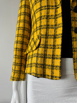 Yellow and Black Plaid Wool Blazer