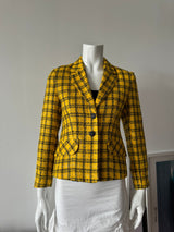Yellow and Black Plaid Wool Blazer
