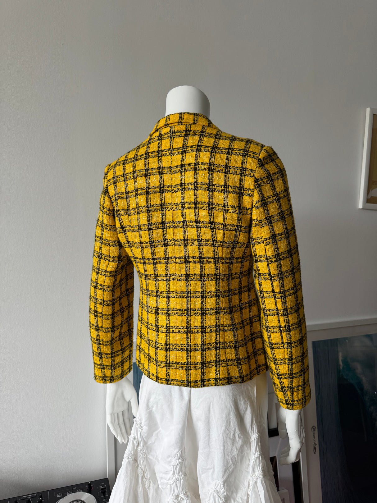 Yellow and Black Plaid Wool Blazer
