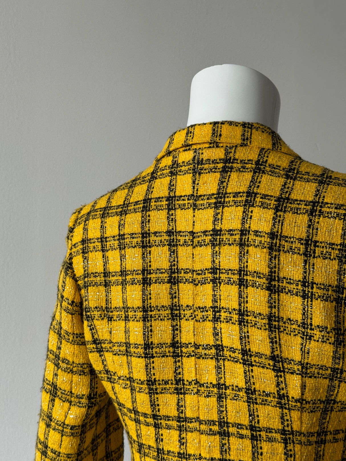 Yellow and Black Plaid Wool Blazer