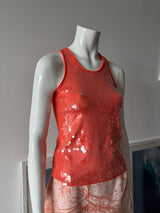 PATRICIA PEPE Orange/Coral Sequin Tank Top