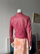 DKNY Pink Faded Leather Jacket