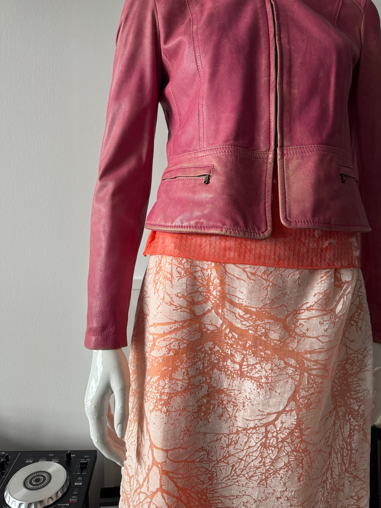 DKNY Pink Faded Leather Jacket