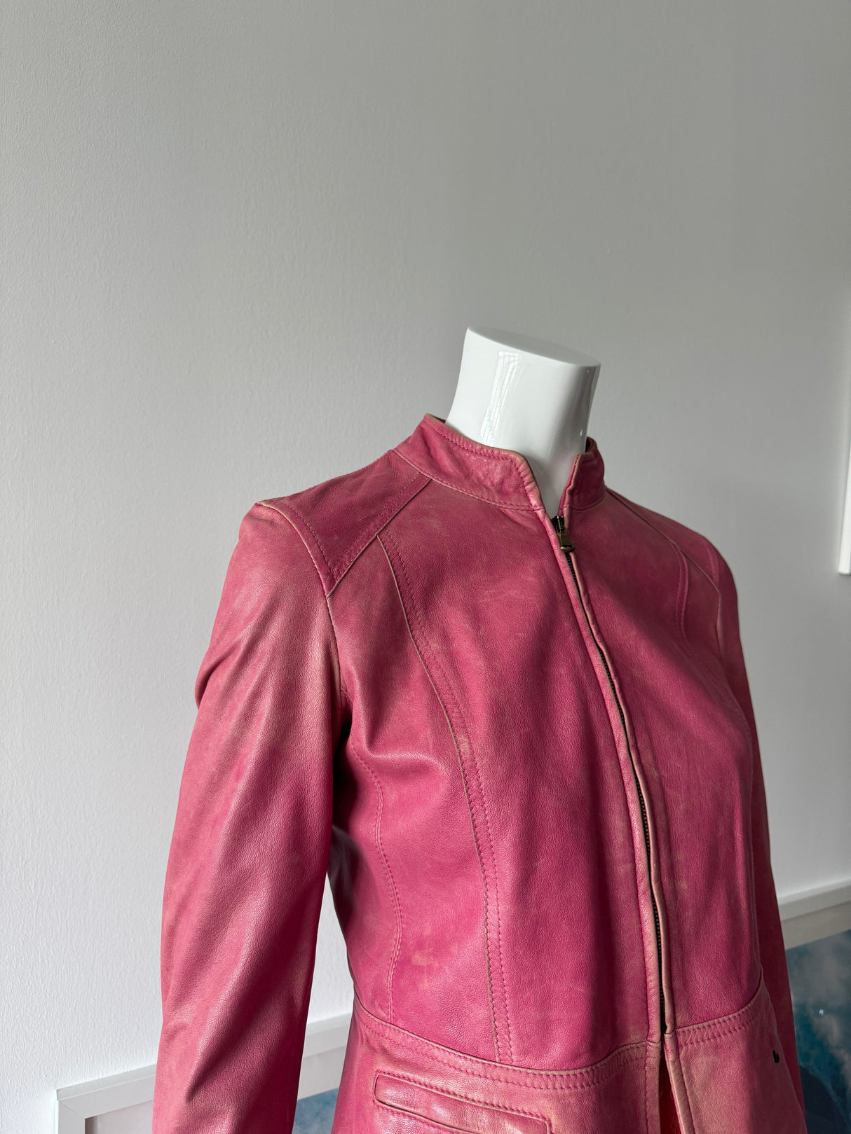 DKNY Pink Faded Leather Jacket