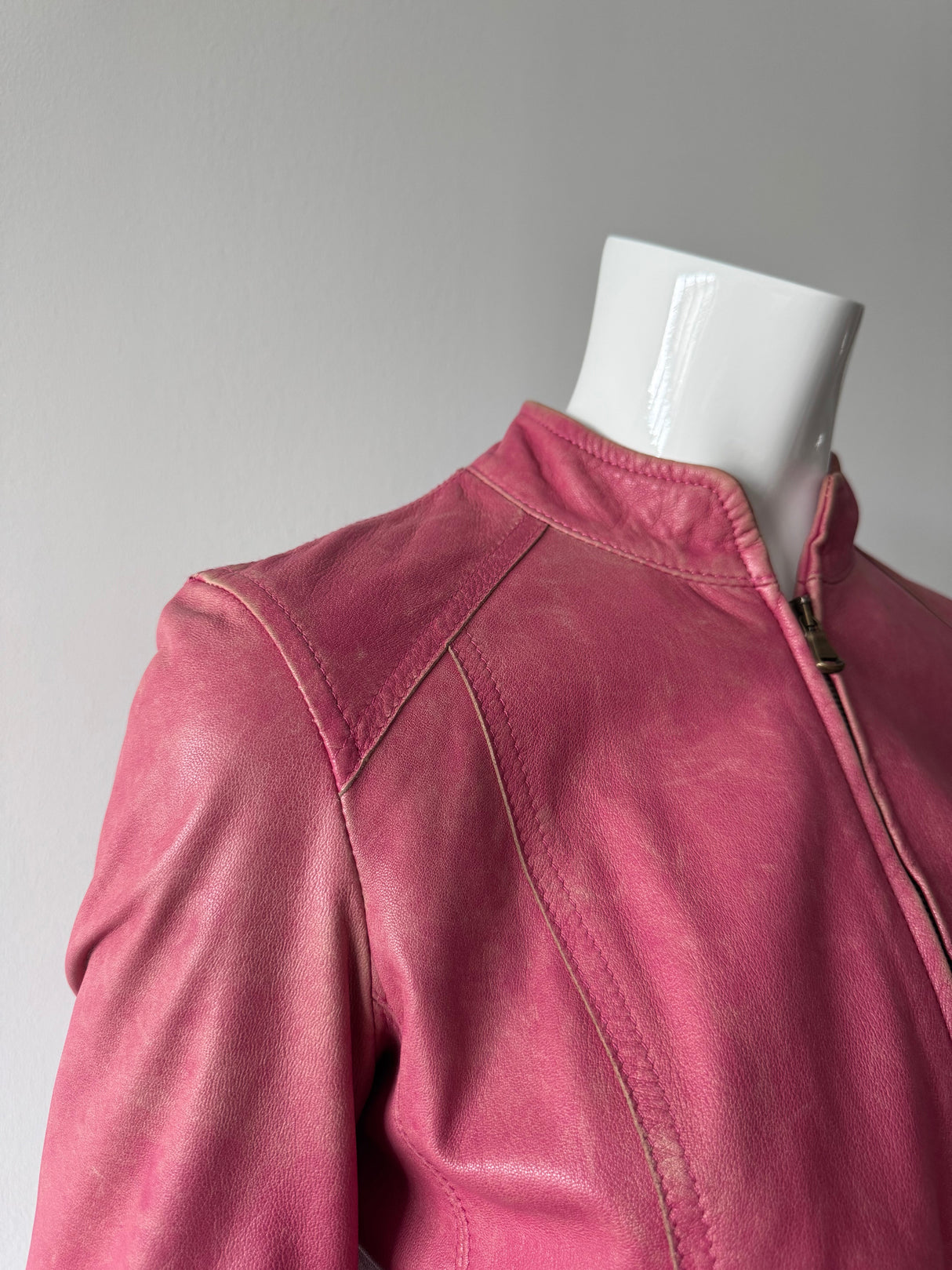 DKNY Pink Faded Leather Jacket