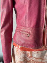 DKNY Pink Faded Leather Jacket
